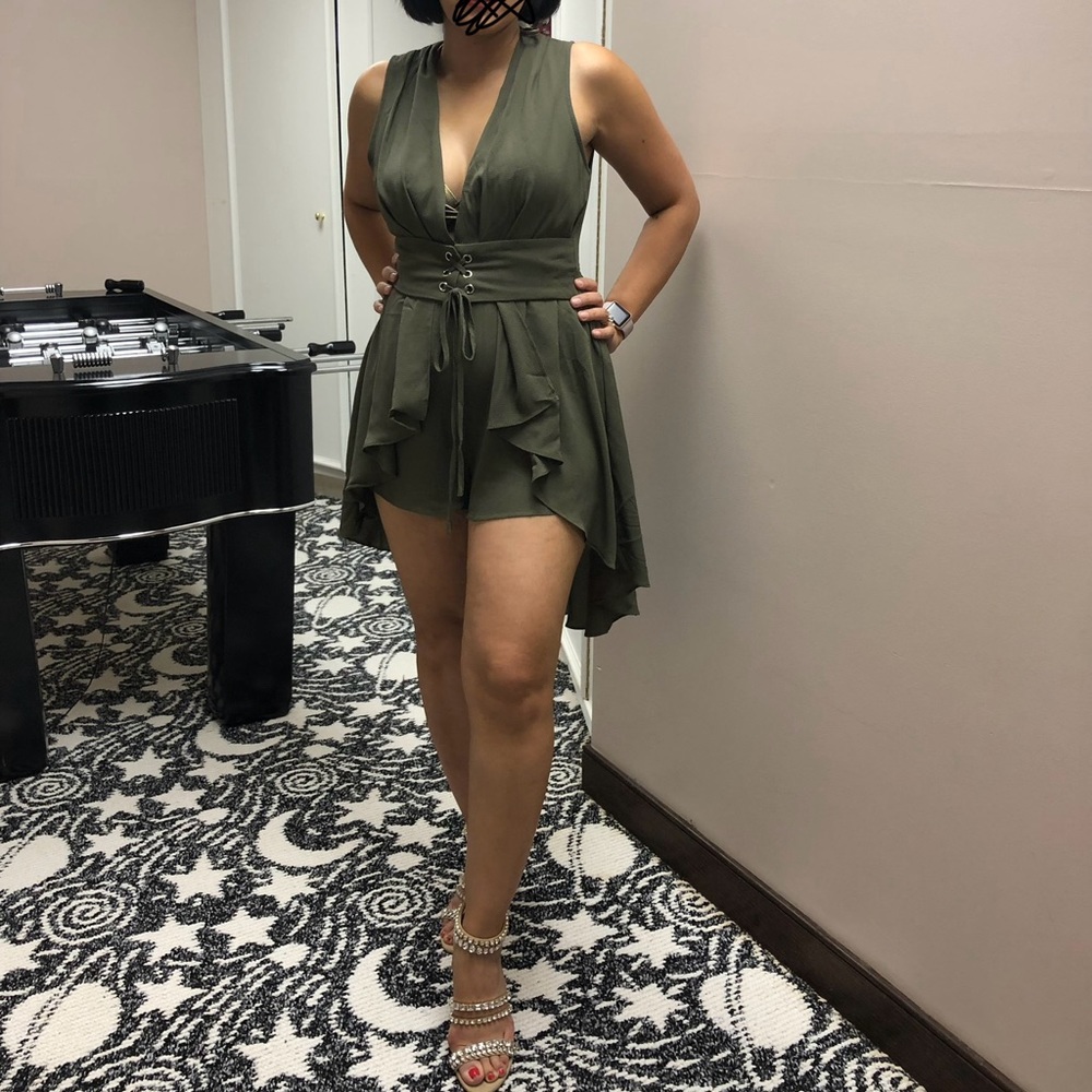 Cute plunge neck romper